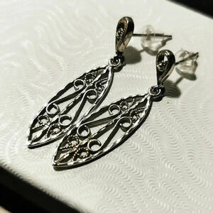 ✨ 925 Sterling Silver Filigree Drop Earrings  ✨